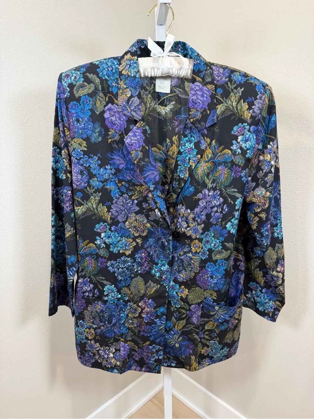 VTG 80s Connections Floral Tapestry Blazer Jacket Shoulder Pads - Size M 12/14